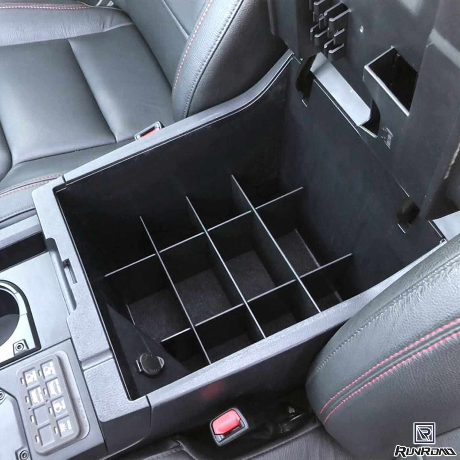 RunRoad top tray space next to divider in Tundra for larger items.