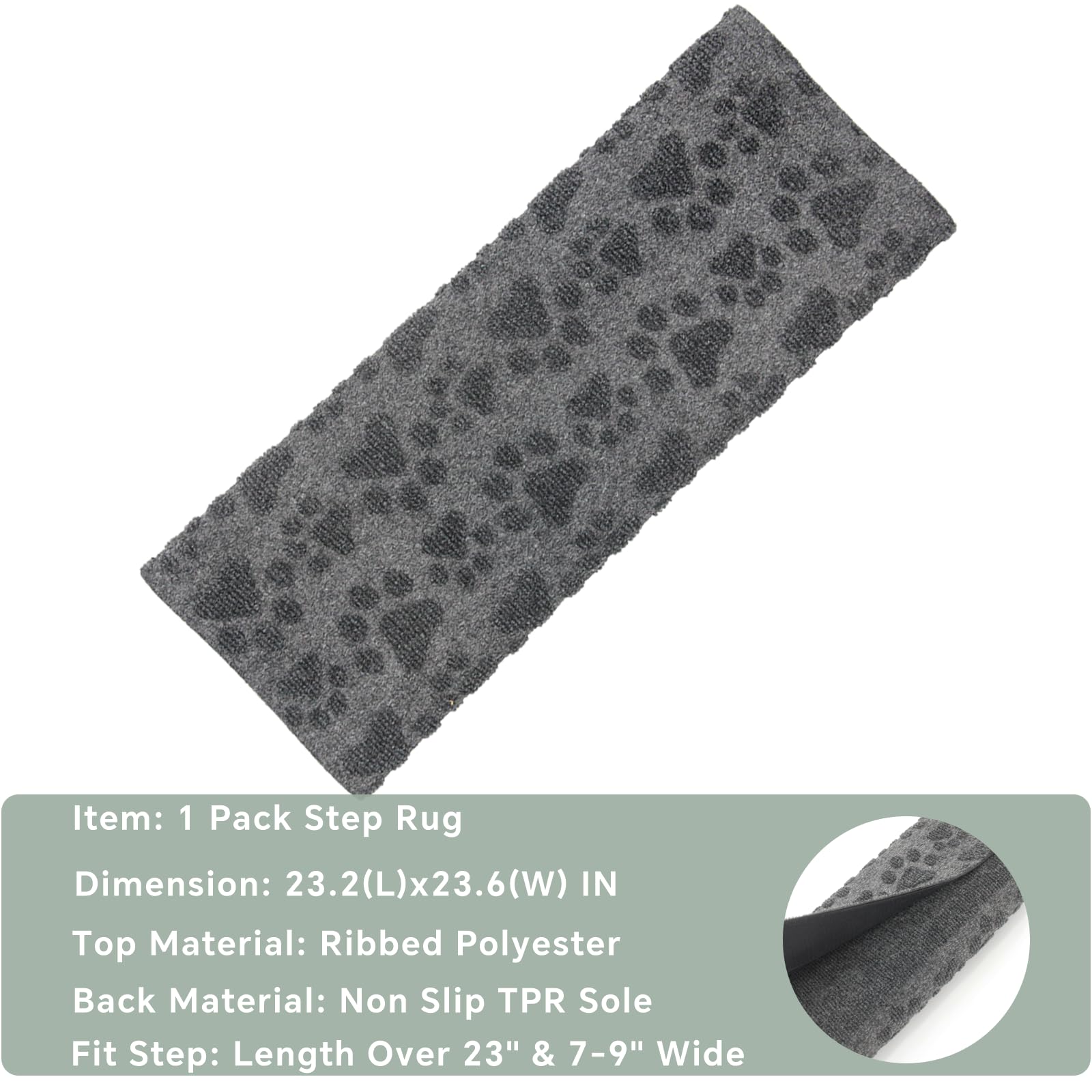 RUNROLE No Spring RV Step Cover texture close-up with embossed paws