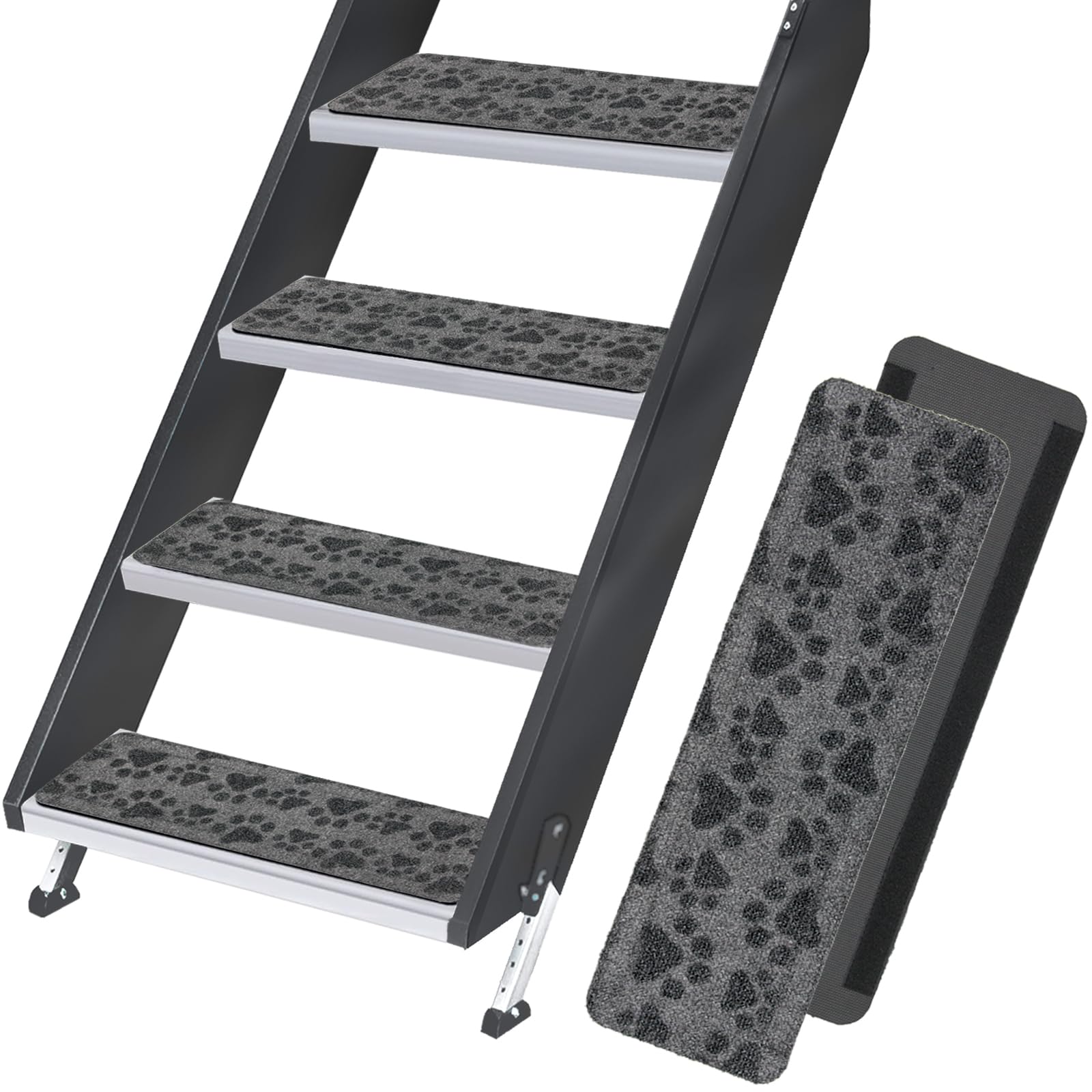RUNROLE RV Step Covers with embossed paws pattern protect stairs and trap dirt.