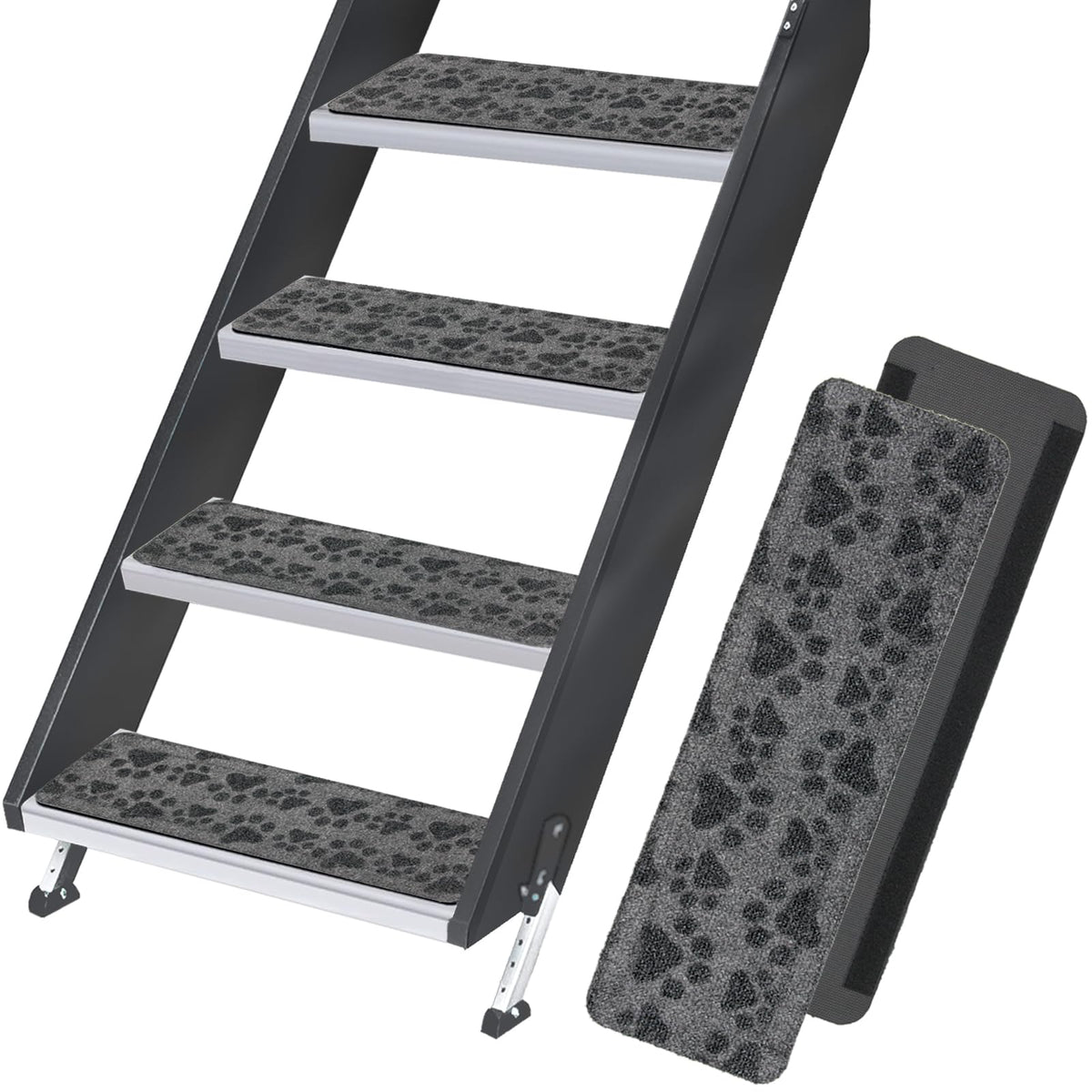 RUNROLE RV Step Covers with embossed paws pattern protect stairs and trap dirt.