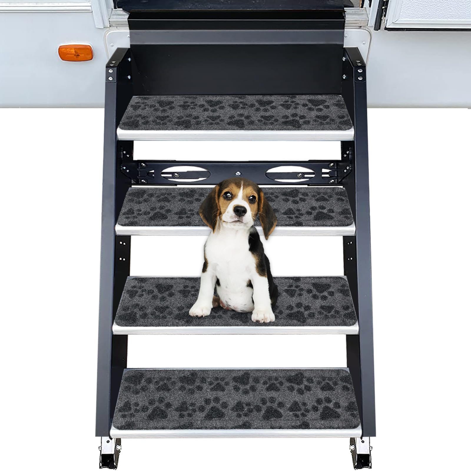 RUNROLE RV Step Covers soft ribbed texture adds barefoot comfort on stairs.