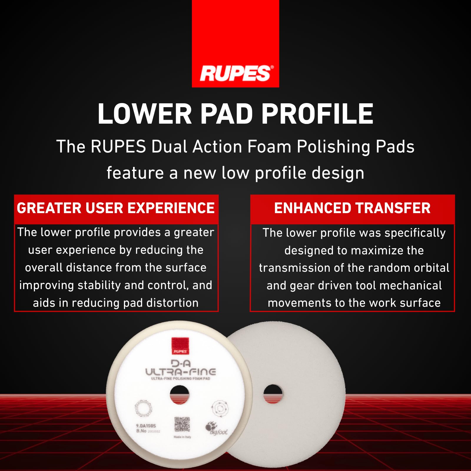 RUPES 150mm white D-A ultrafine pad easy cleaning for longevity.
