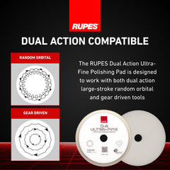 RUPES 150mm white D-A ultrafine pad durable foam maintains shape under use.