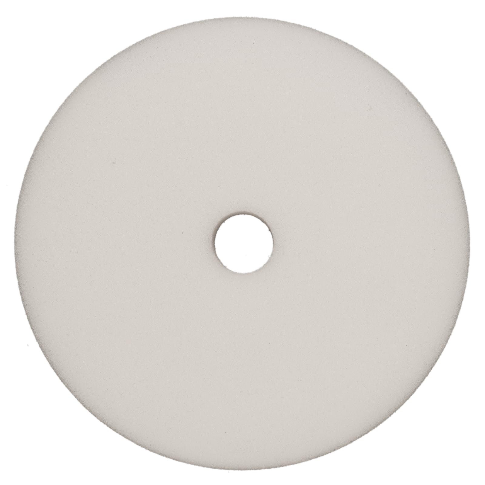 RUPES 150mm white D-A ultrafine pad side view shows even pressure distribution for balanced polishing.