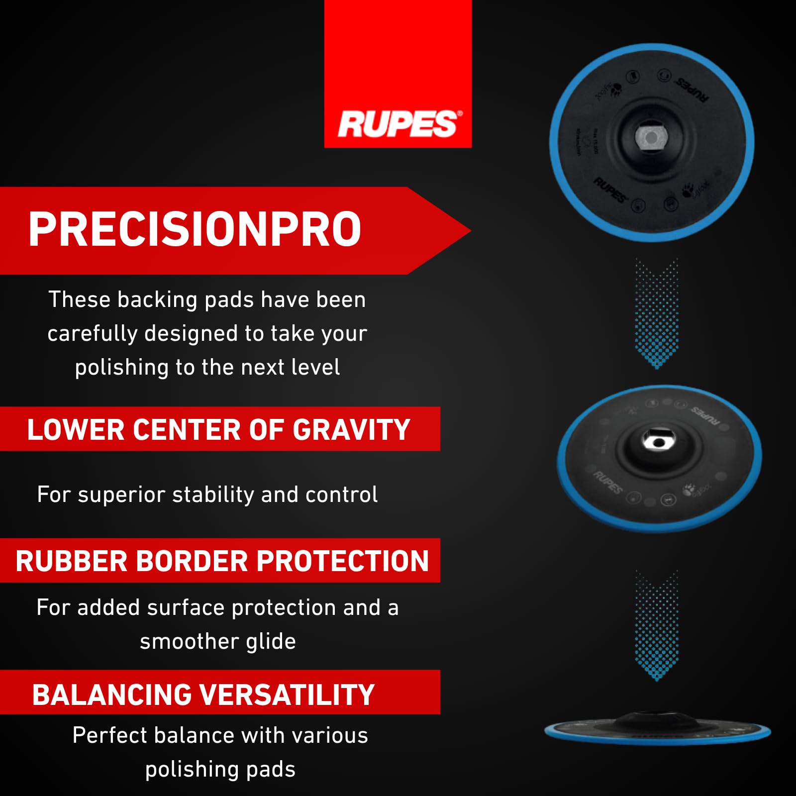 Close-up of pad edge protection on Rupes PrecisionPro pad for delicate surfaces