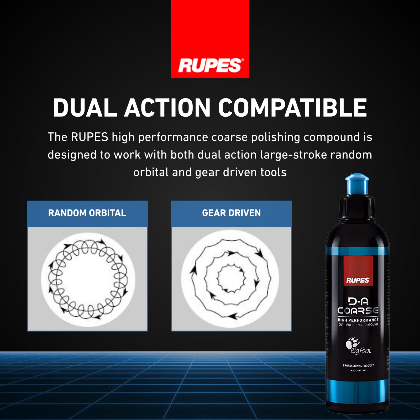 RUPES D-A Coarse defect removal demonstrates swirl marks fading