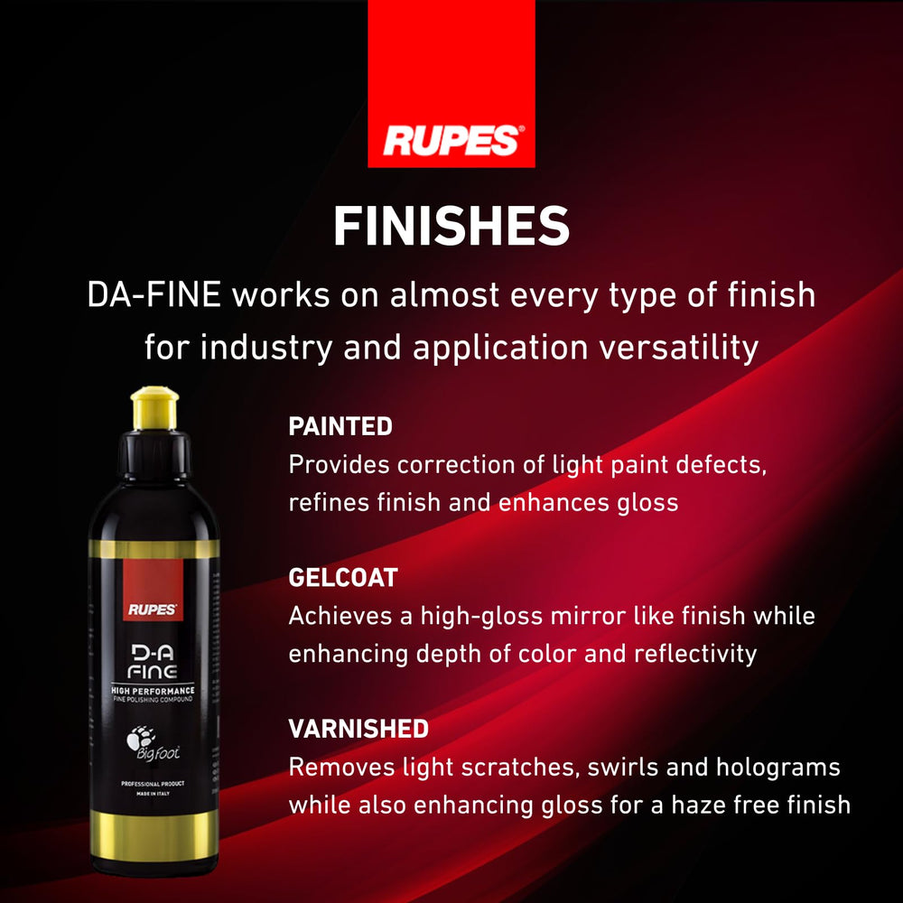 RUPES D-A Fine swirl removal demonstrates high gloss with less effort