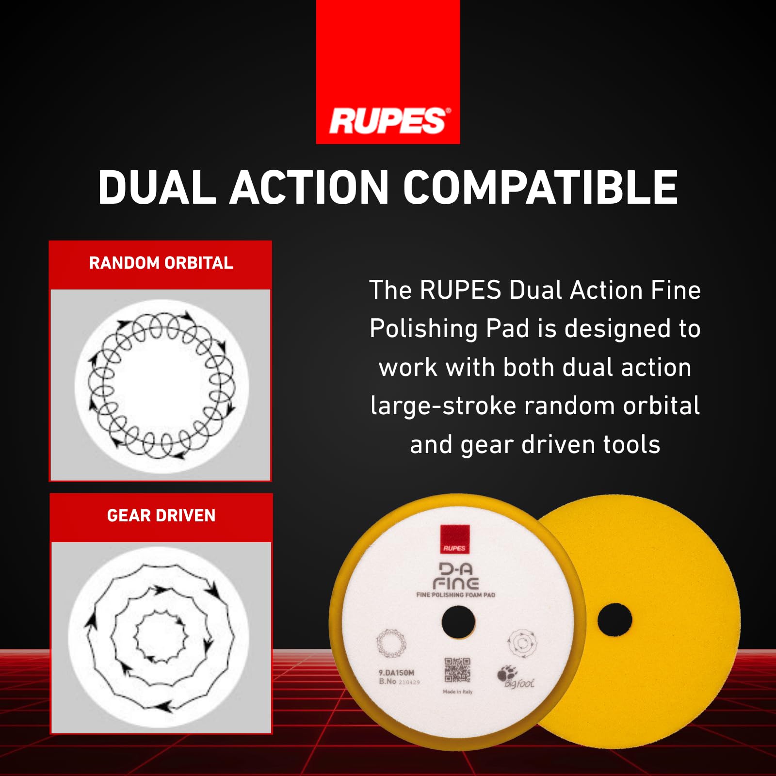 RUPES D-A ultra-fine foam pad open-cell detail for material flow.