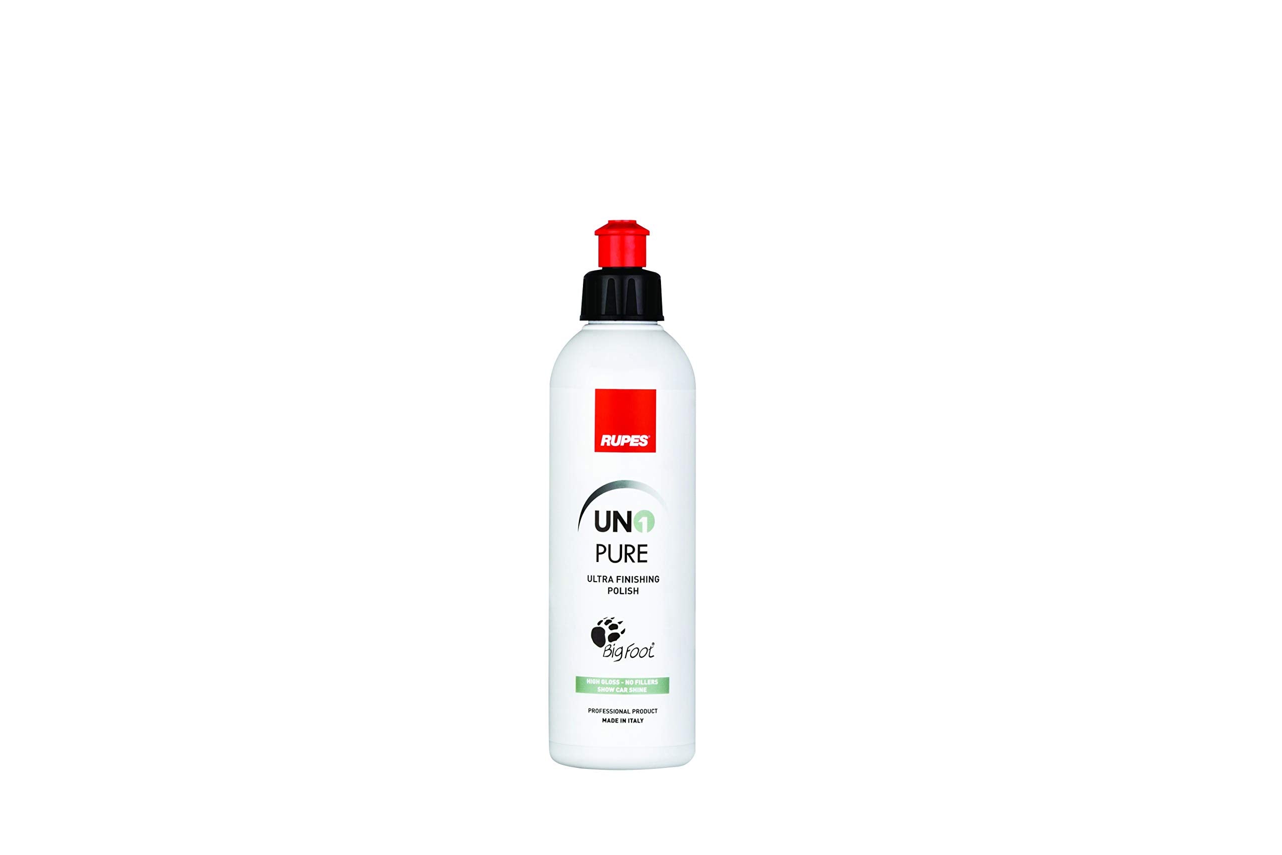 RUPES UNO Pure ultrafine polish bottle for showroom-ready finish and easy wipe-off