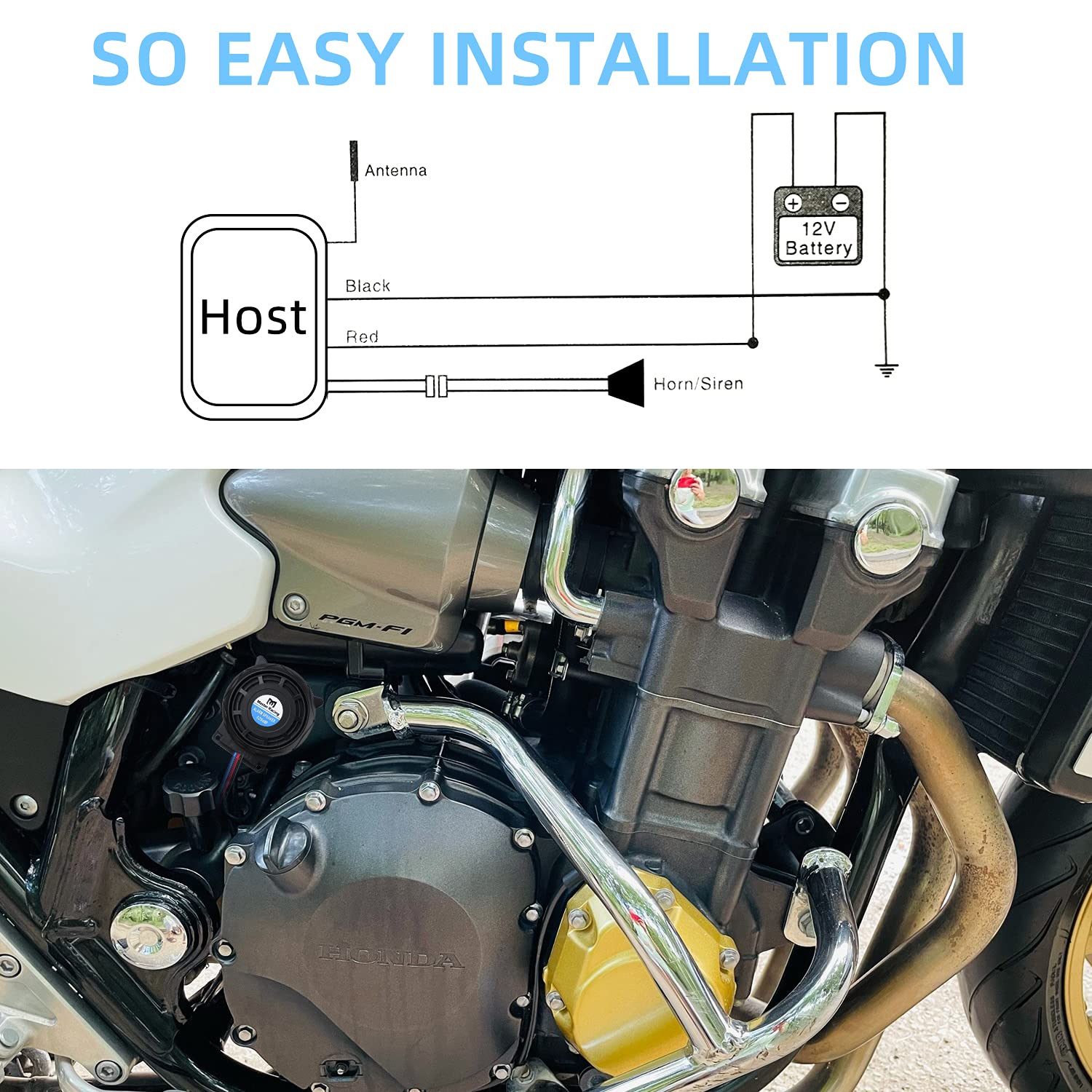 RUPSE universal 12V installation on a motorcycle