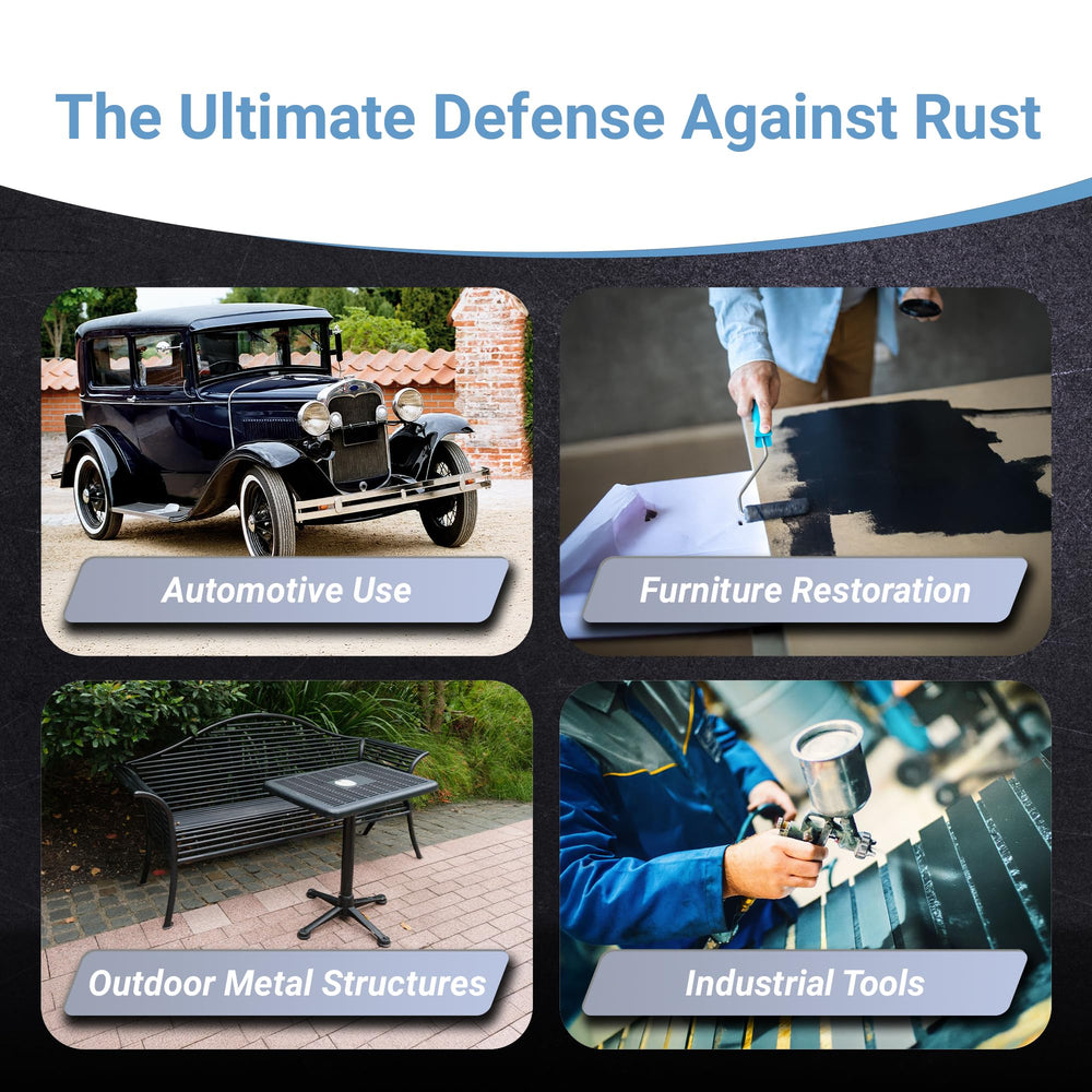 RUST BULLET BlackShell gloss finish on hardware, delivering a classic look.