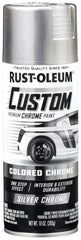 Rust-Oleum Custom Chrome Spray Paint on rims for a durable high-gloss chrome finish.