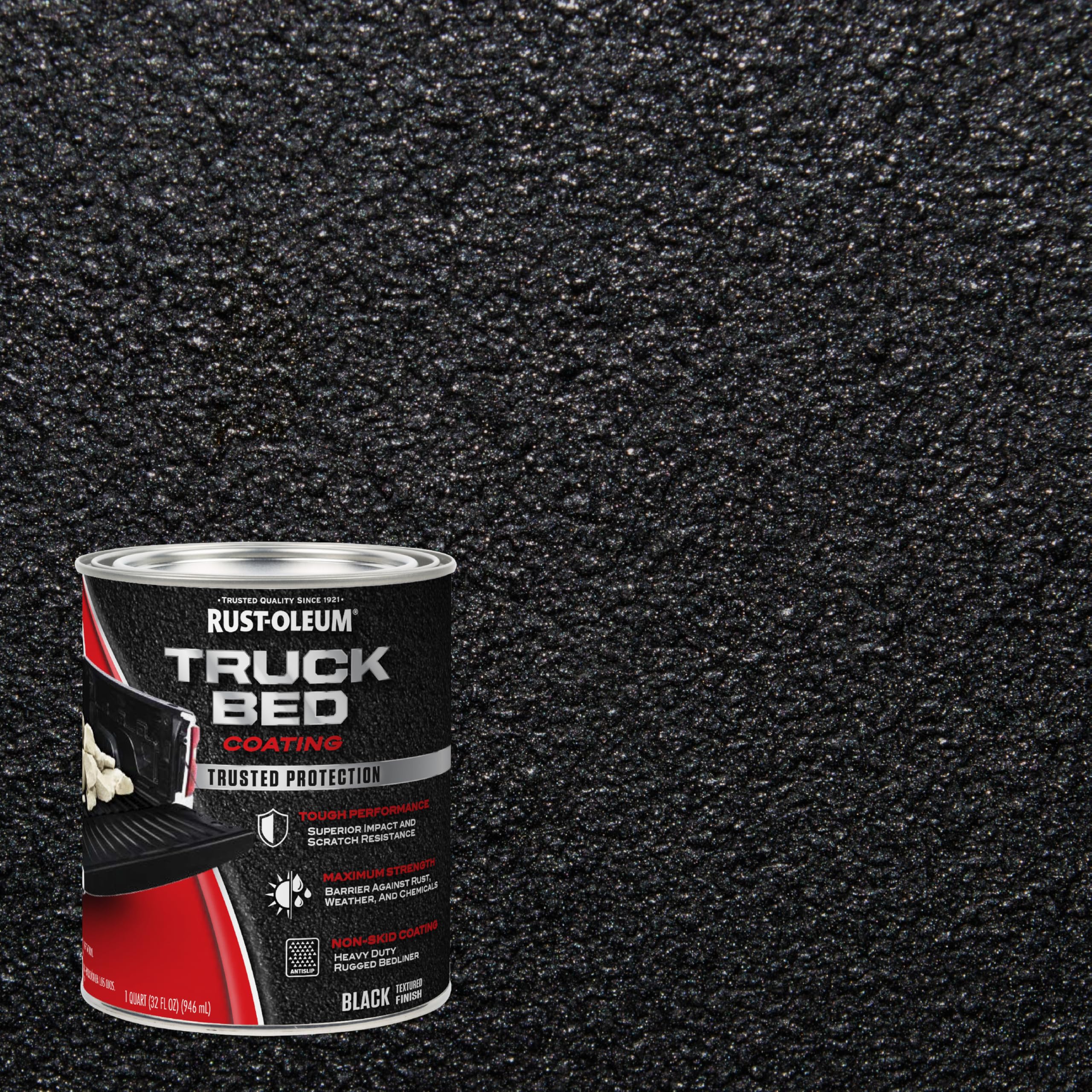 Rust-Oleum truck bed coating non-slip texture for safer loading and cargo protection.
