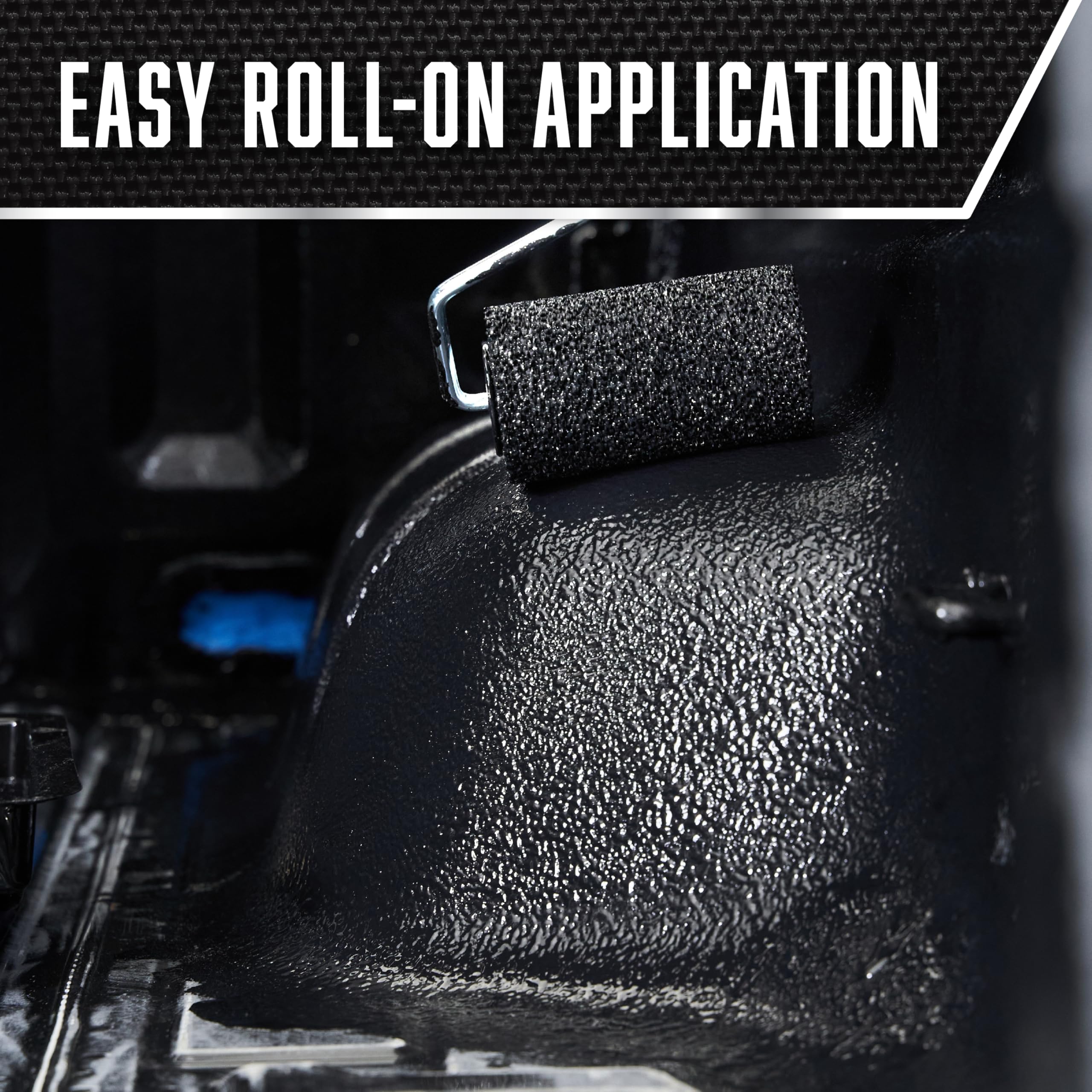 Rust-Oleum truck bed coating applies by spray, brush, or roller for flexible use.