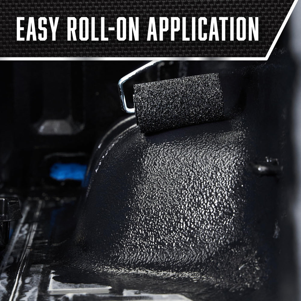 Rust-Oleum truck bed coating applies by spray, brush, or roller for flexible use.