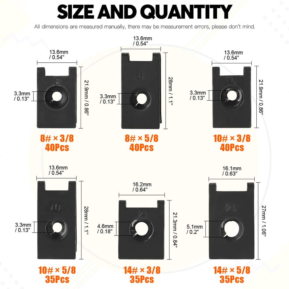 Close-up of Rustark 8x3/8 U-nut clip showing durable finish