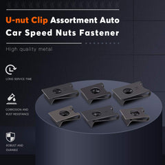Close-up of Rustark 8x5/8 U-nut clip for secure panel alignment