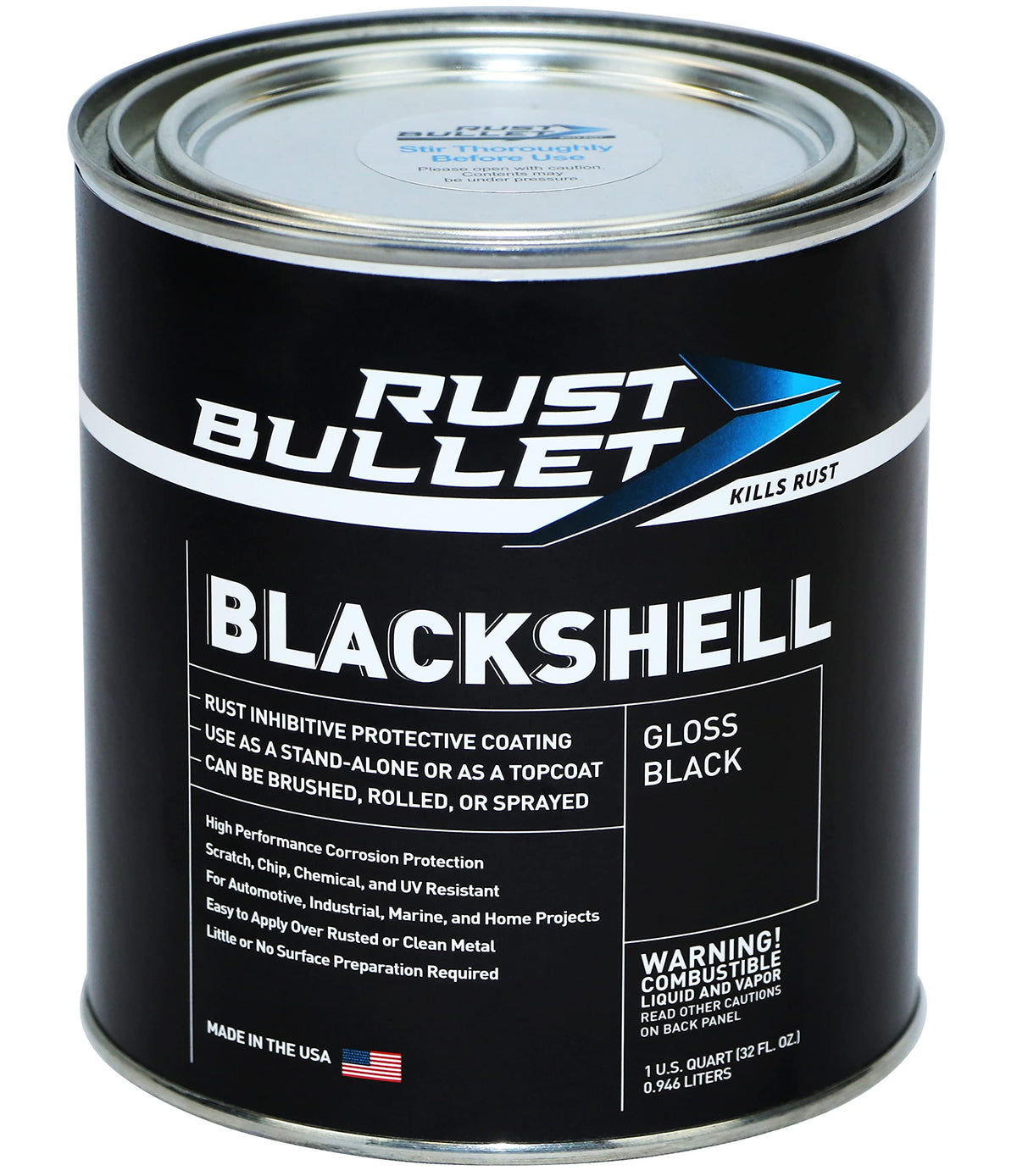 RUST BULLET BlackShell bottle with gloss coating for metal protection