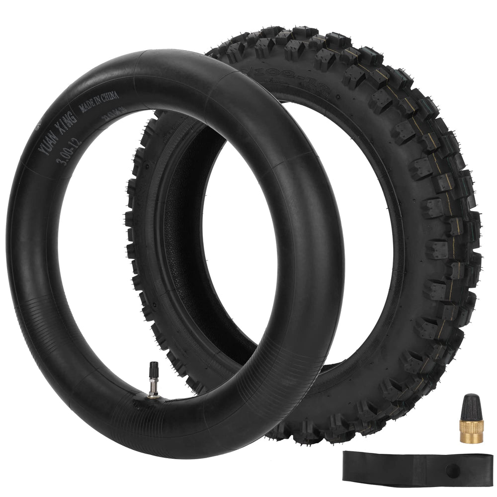RUTU 3.00-12 rear tire with inner tube for KLX110 compatibility and off-road use