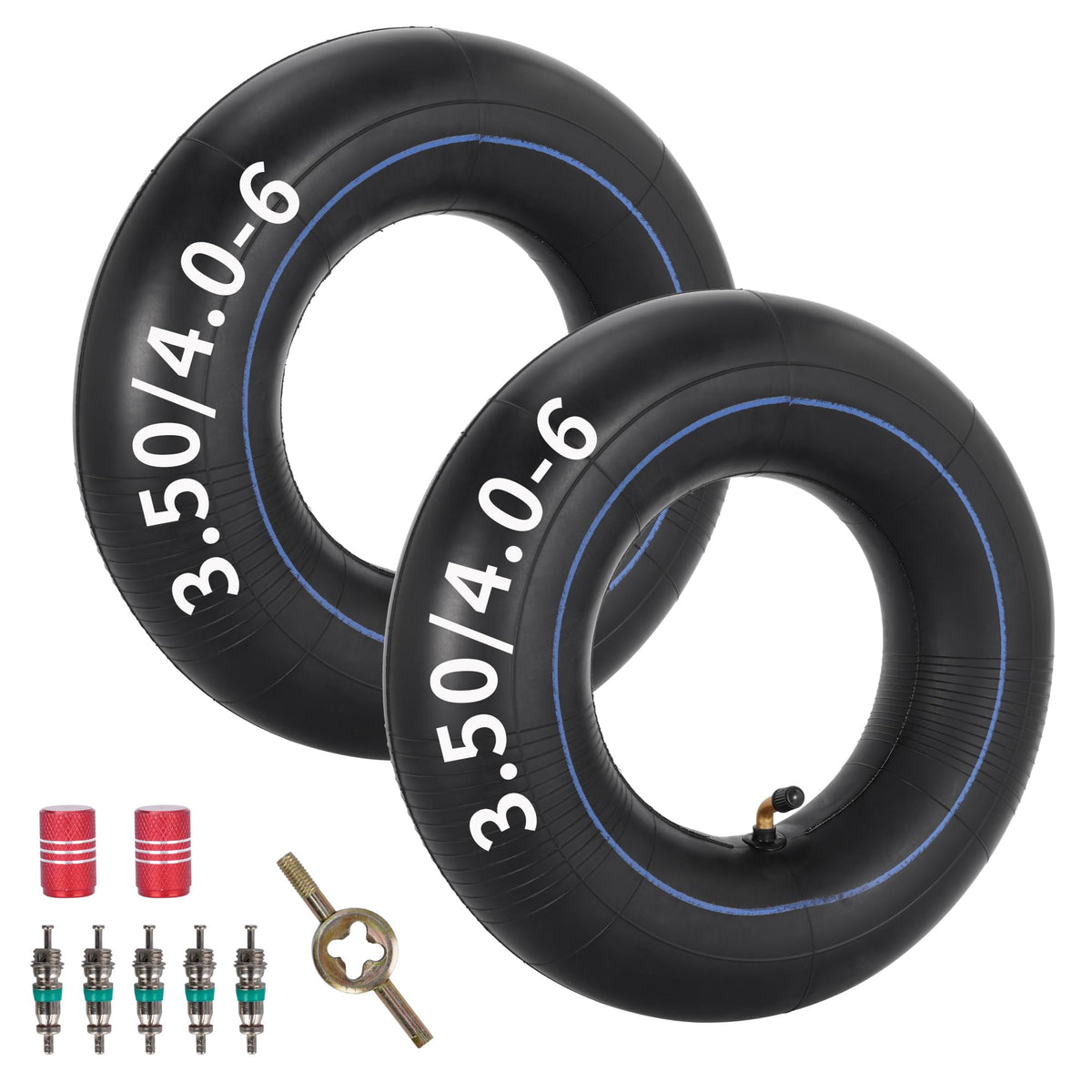 RUTU 3.50/4.00-6 inner tube front view, reliable fit for lawn equipment.