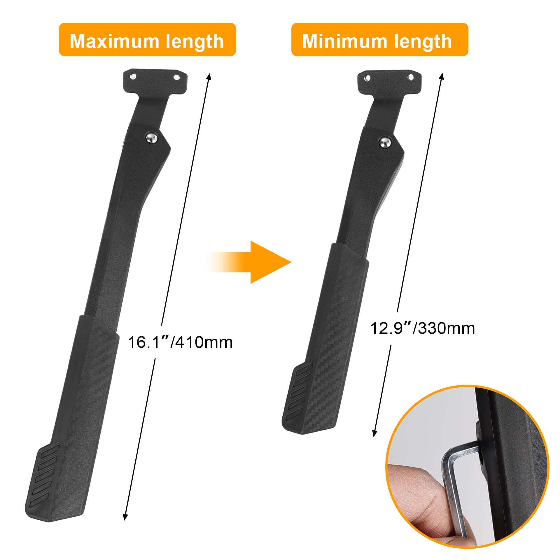 RUTU kickstand length-adjustment from 11.8 to 14.3 inches