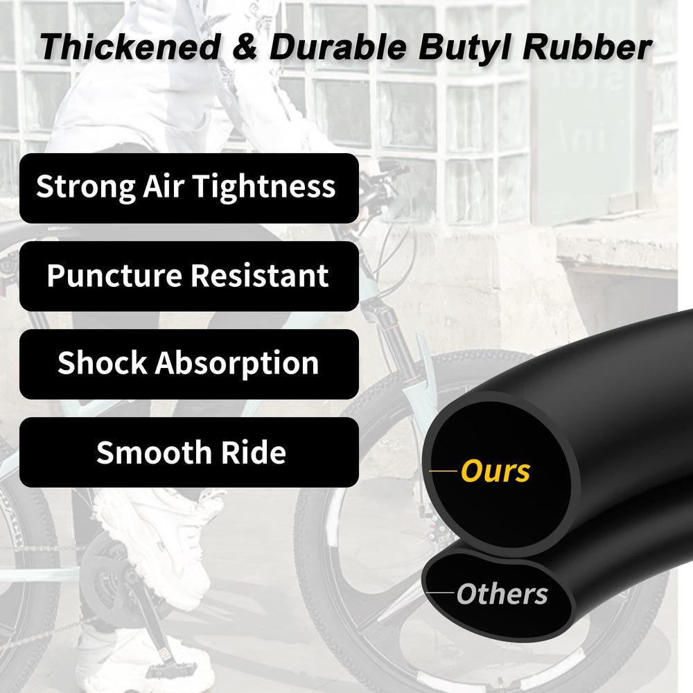 RUTU butyl rubber inner-tube showing flexible material and smoother ride.
