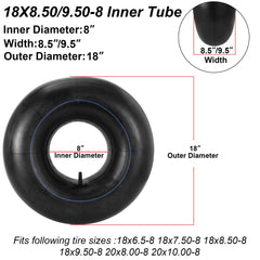 RUTU universal inner tube 18x9.50-8 for GoKarts and carts with versatile fit.