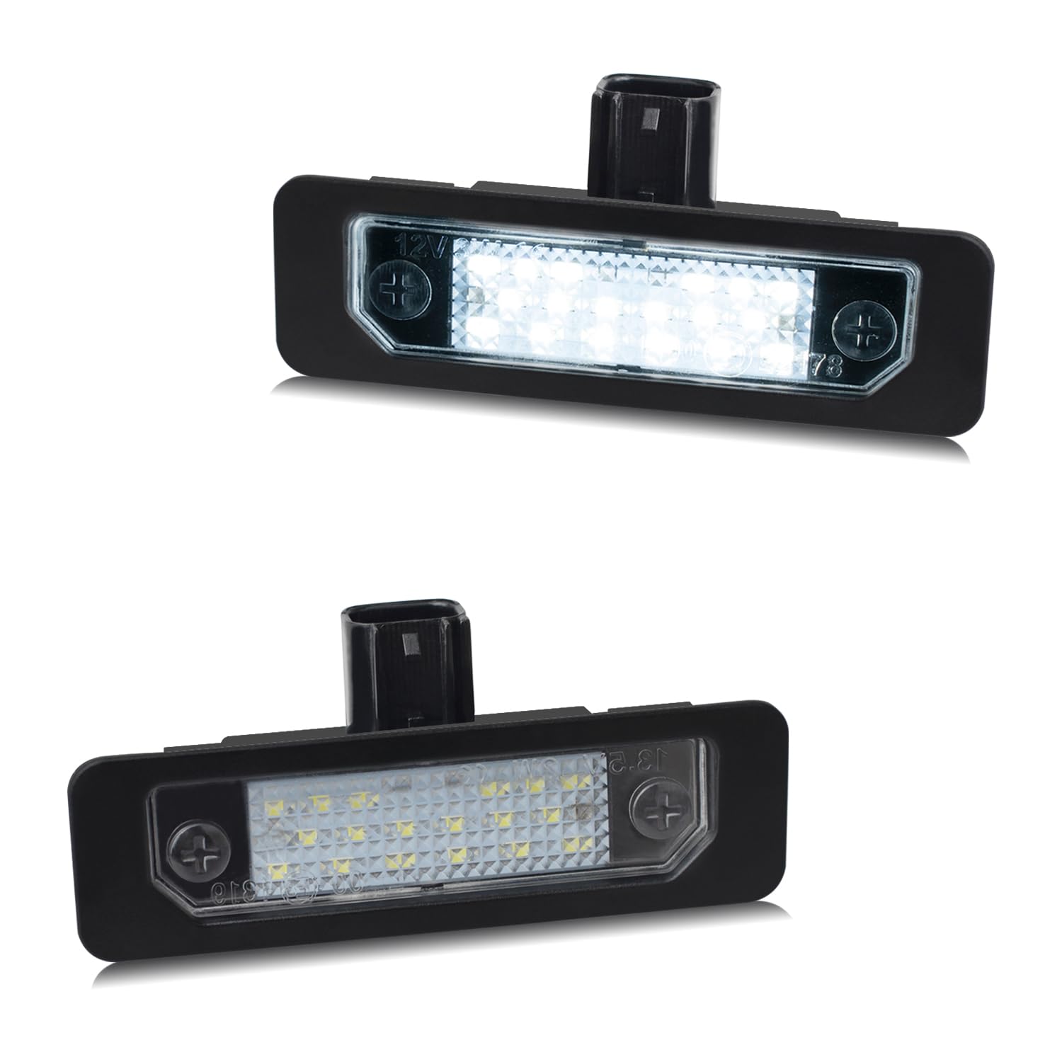 RUXIFEY LED license plate light front view with bright 6000K white illumination.