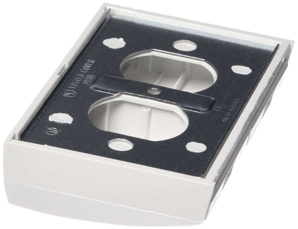 Weatherproof outlet plate in white by RV Designer with included fasteners