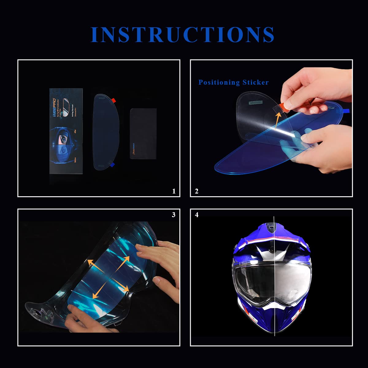 RVbasics universal-fit anti-fog film suits many helmet types for reliable fog resistance.