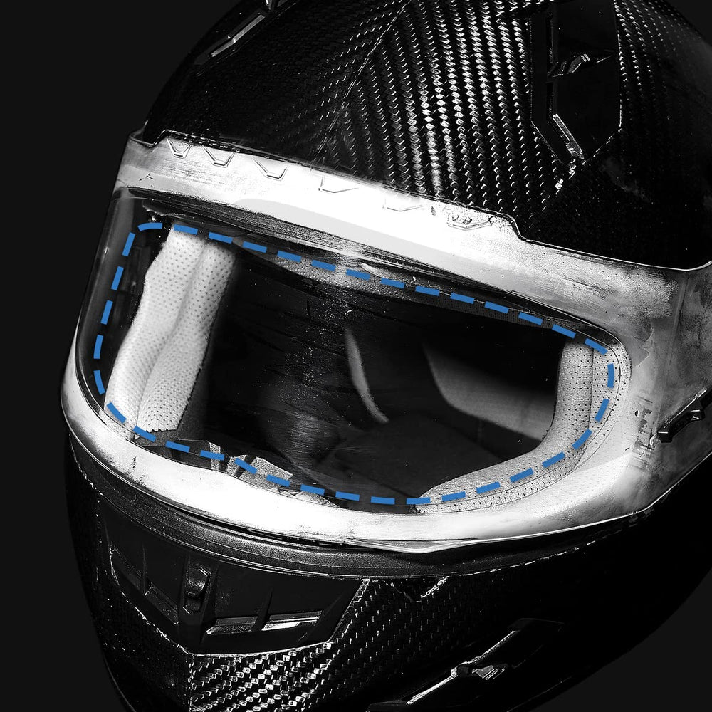 RVbasics visor anti-fog film installs inside for fog-free visibility.