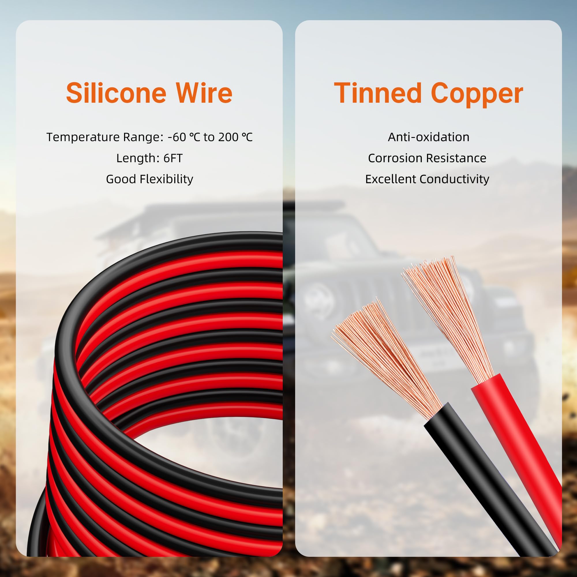 RVBOATPAT durable ABS plastic with tinned copper cores delivering strong conductivity.