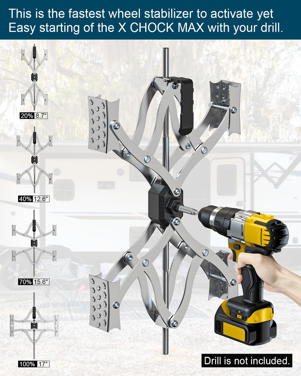 Rvdeaa X Chocks XL extended range from 4 to 17 inches for versatile use.