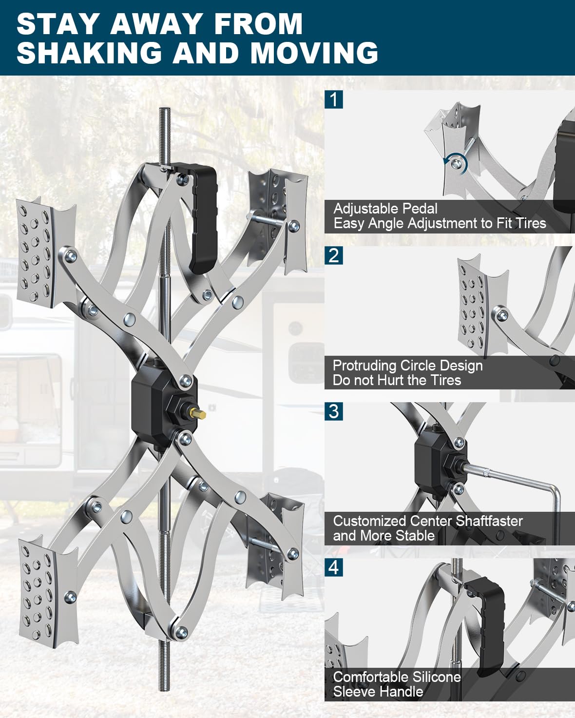 Rvdeaa X Chocks XL thick steel construction for durable outdoor use.