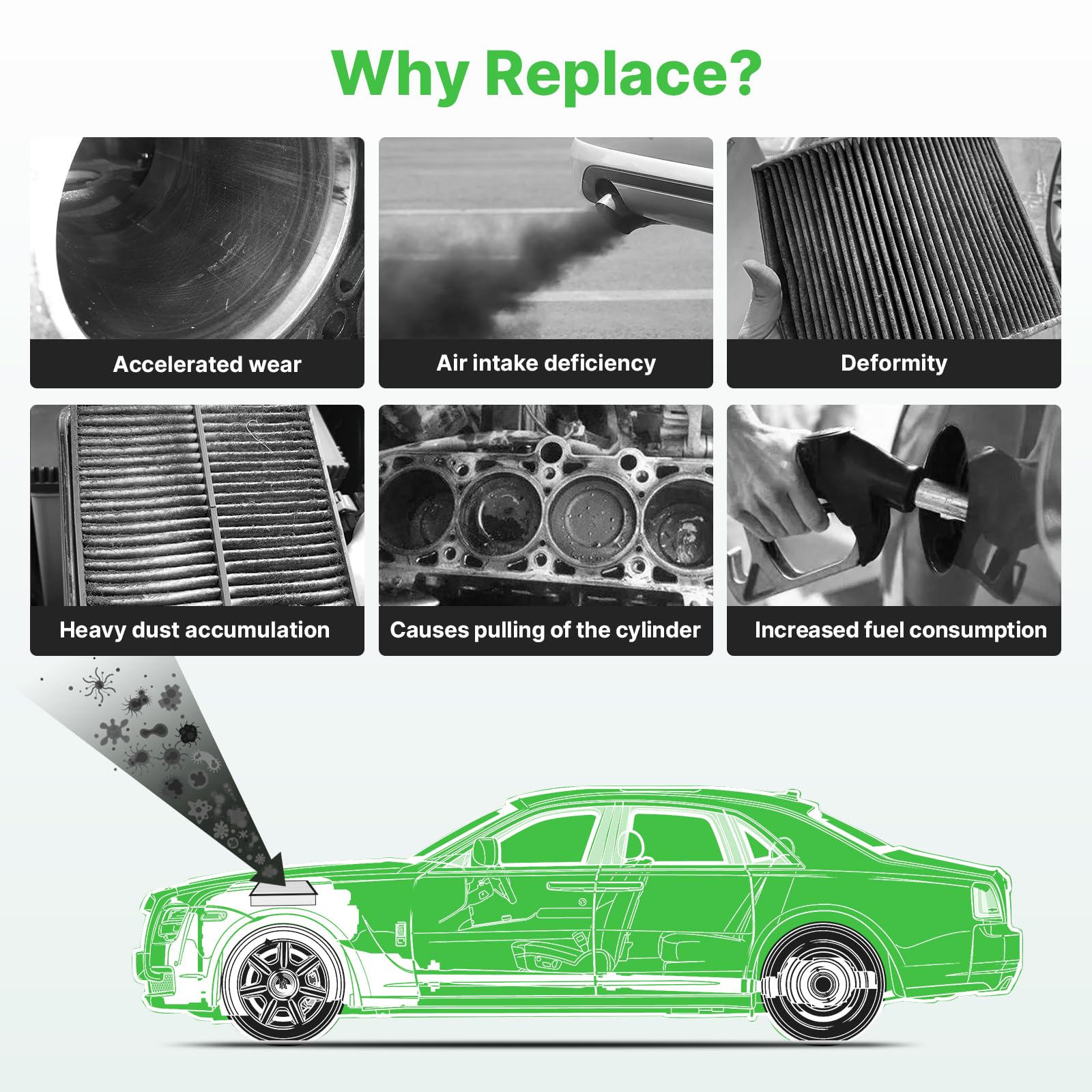 RVgolf air filter replacement steps show quick, tool-light installation.