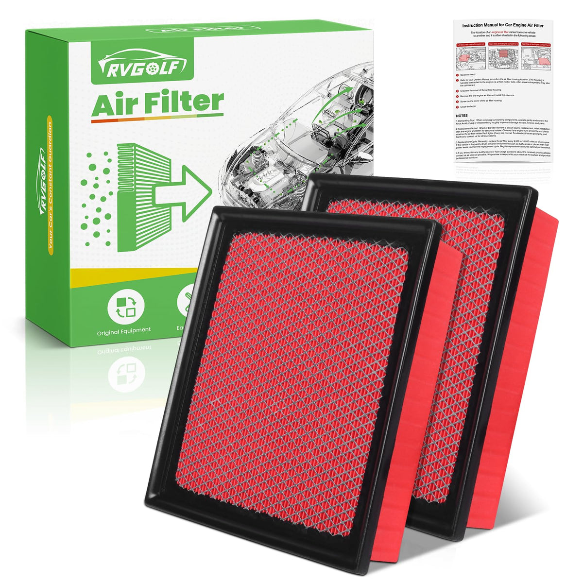 RVgolf CA10755 engine air filter front view boosts clean air intake for smoother engine operation