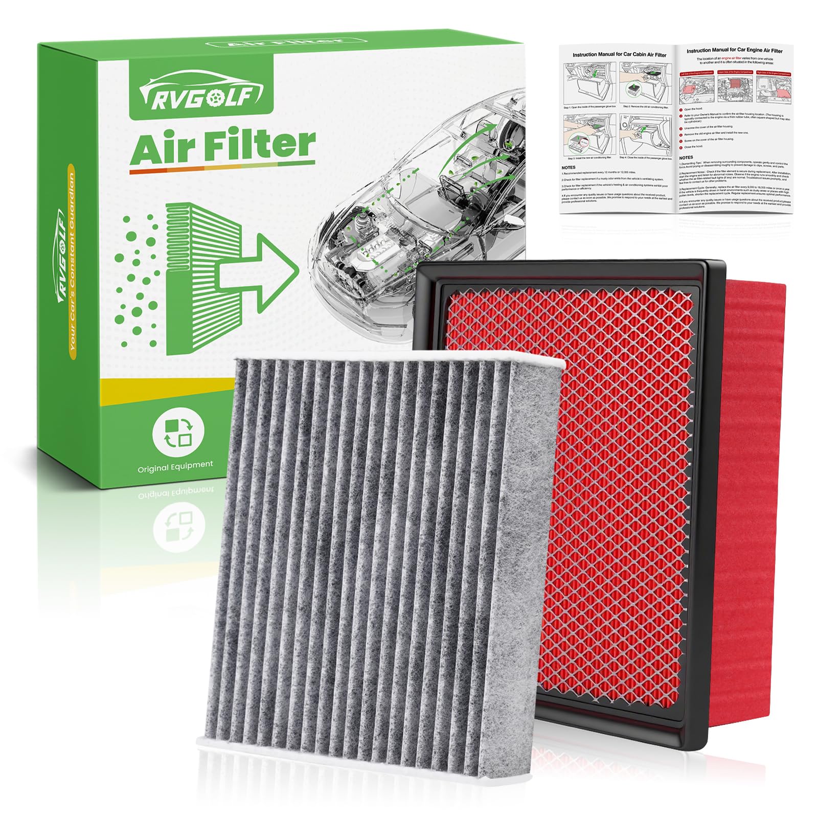 RVgolf engine air filter for Dodge Durango, enhances airflow and engine protection