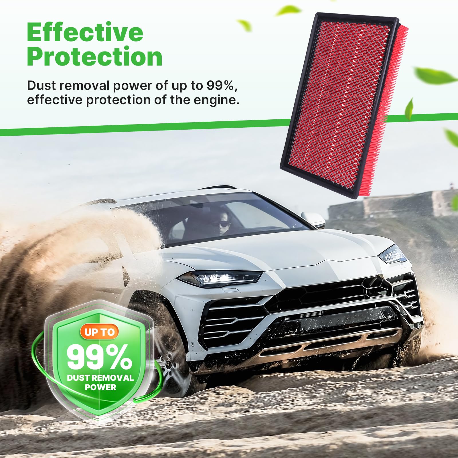 RVgolf engine air filter—high filtration precision reduces debris entering the engine.