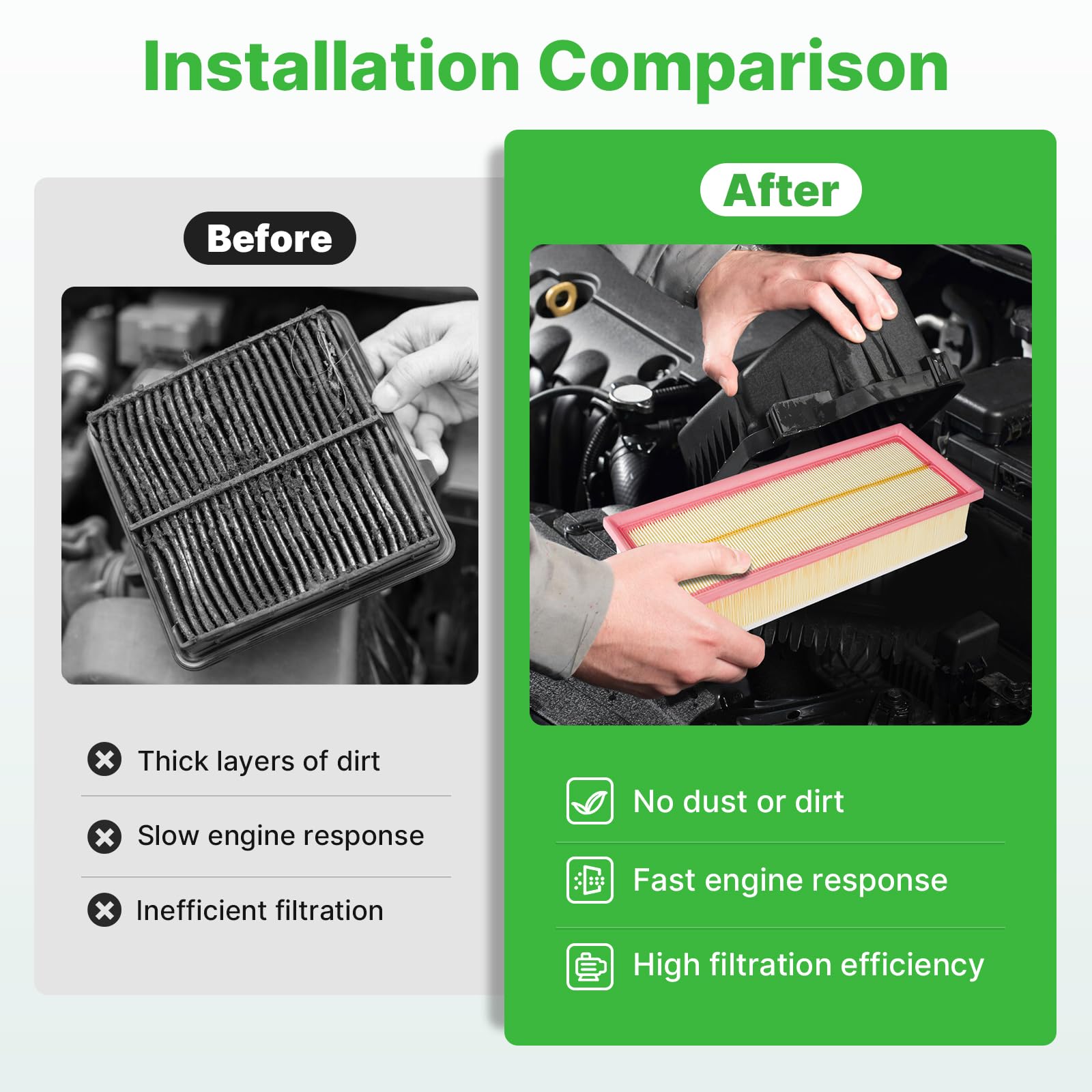 RVgolf engine air filter being installed for seamless setup by driver.