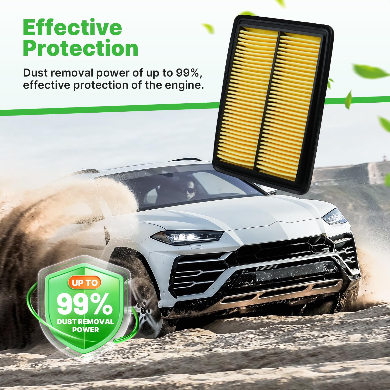 RVgolf engine air filter for Qashqai aids efficient engine breathing and impurity removal.