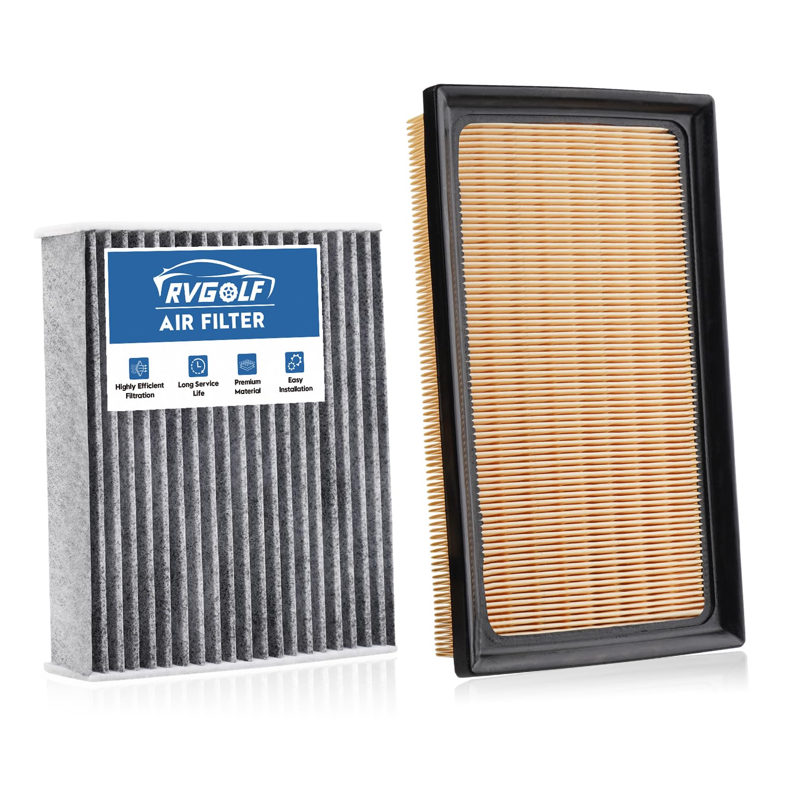 RVgolf engine air-filter set front view for hybrids improves intake efficiency