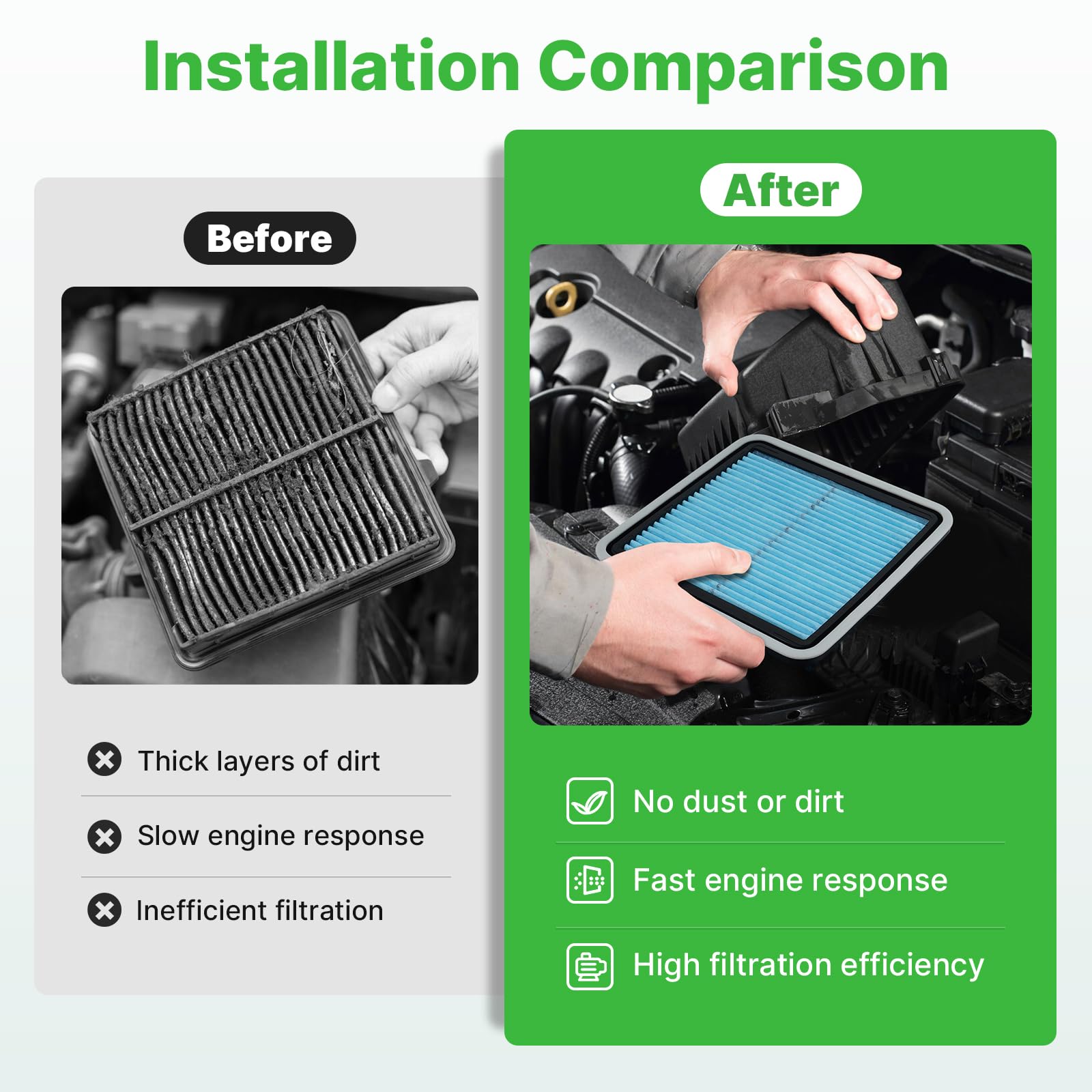 RVgolf engine air filter for XV Crosstrek 2013-2015 enhances intake efficiency.