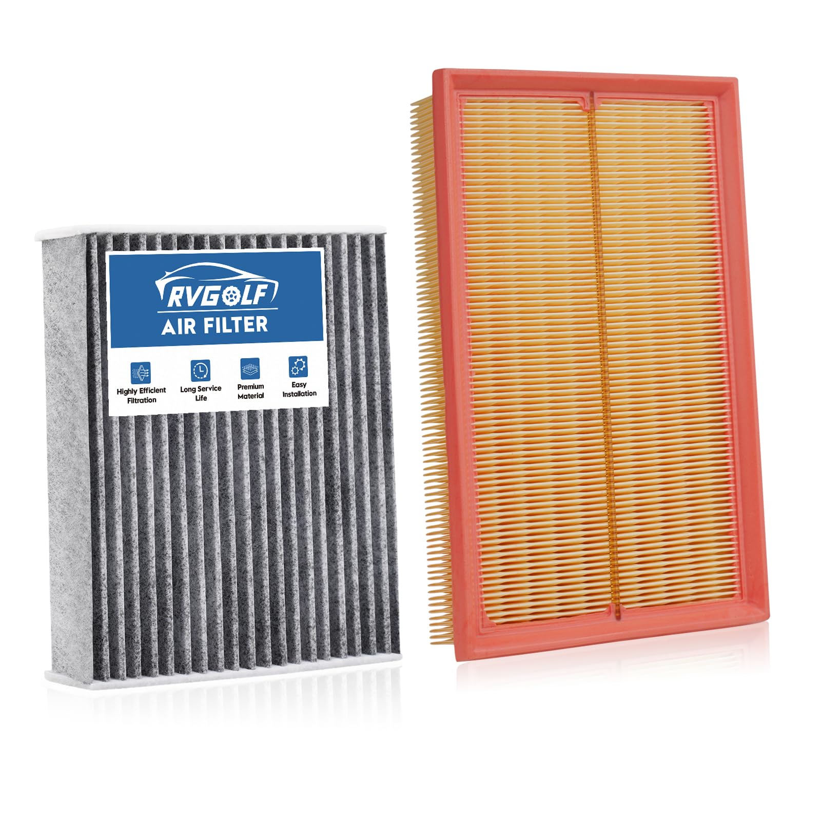 RVgolf engine filter front view enhances airflow for 1.4L engines.