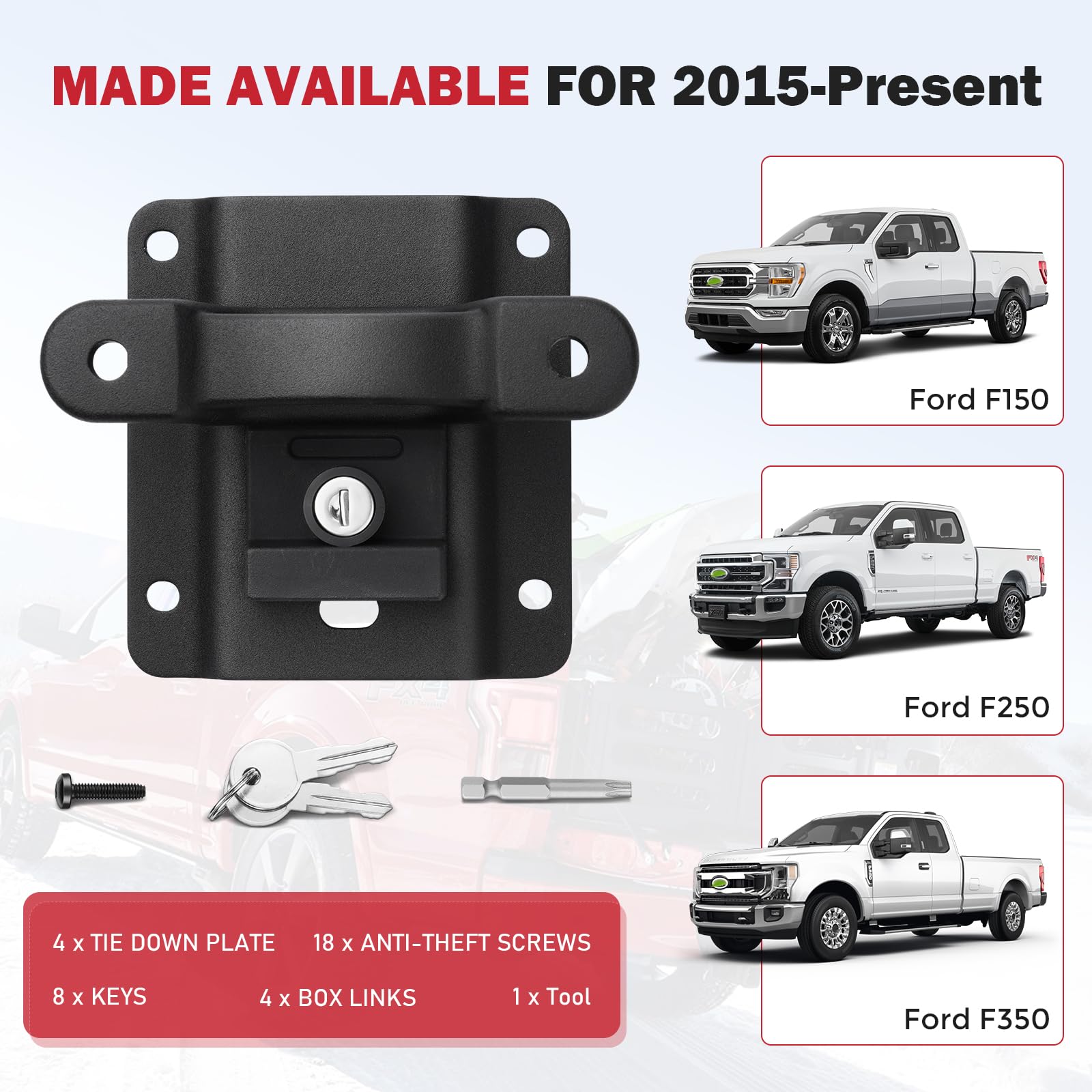 RVgolf tie down anchor installation visuals show quick setup for Ford trucks
