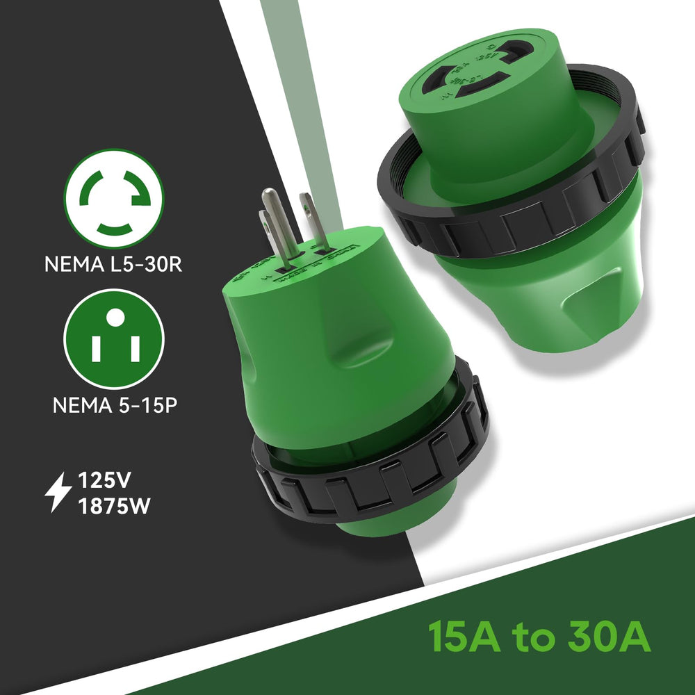 RVGUARD green locking RV adapter for easy hookups.