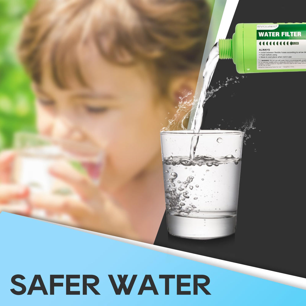 RVGUARD filtration media with KDF and GAC highlights taste and odor reduction.