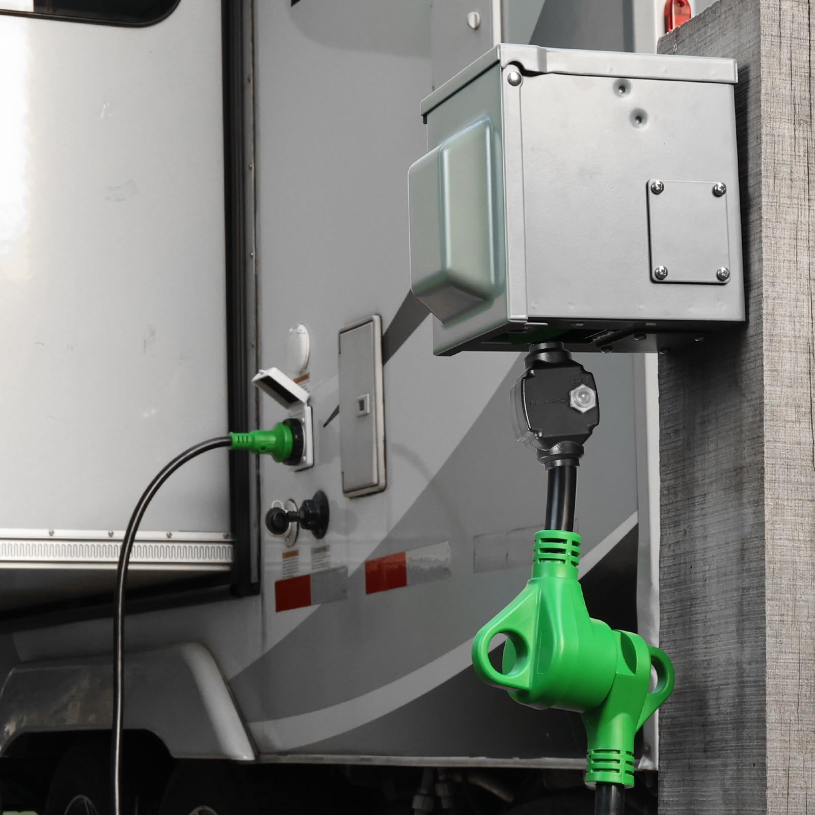 RVGUARD NEMA 14-50P to TT-30R adapter safely connects 50A to 30A