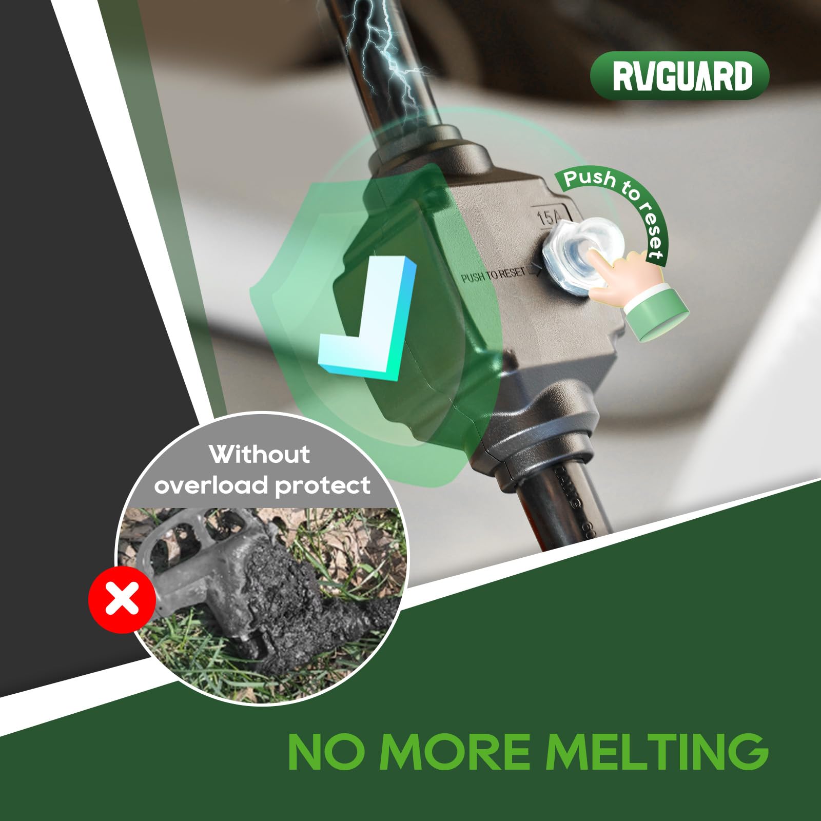 RVGUARD outdoor-durable sleeve protects the cord from elements.