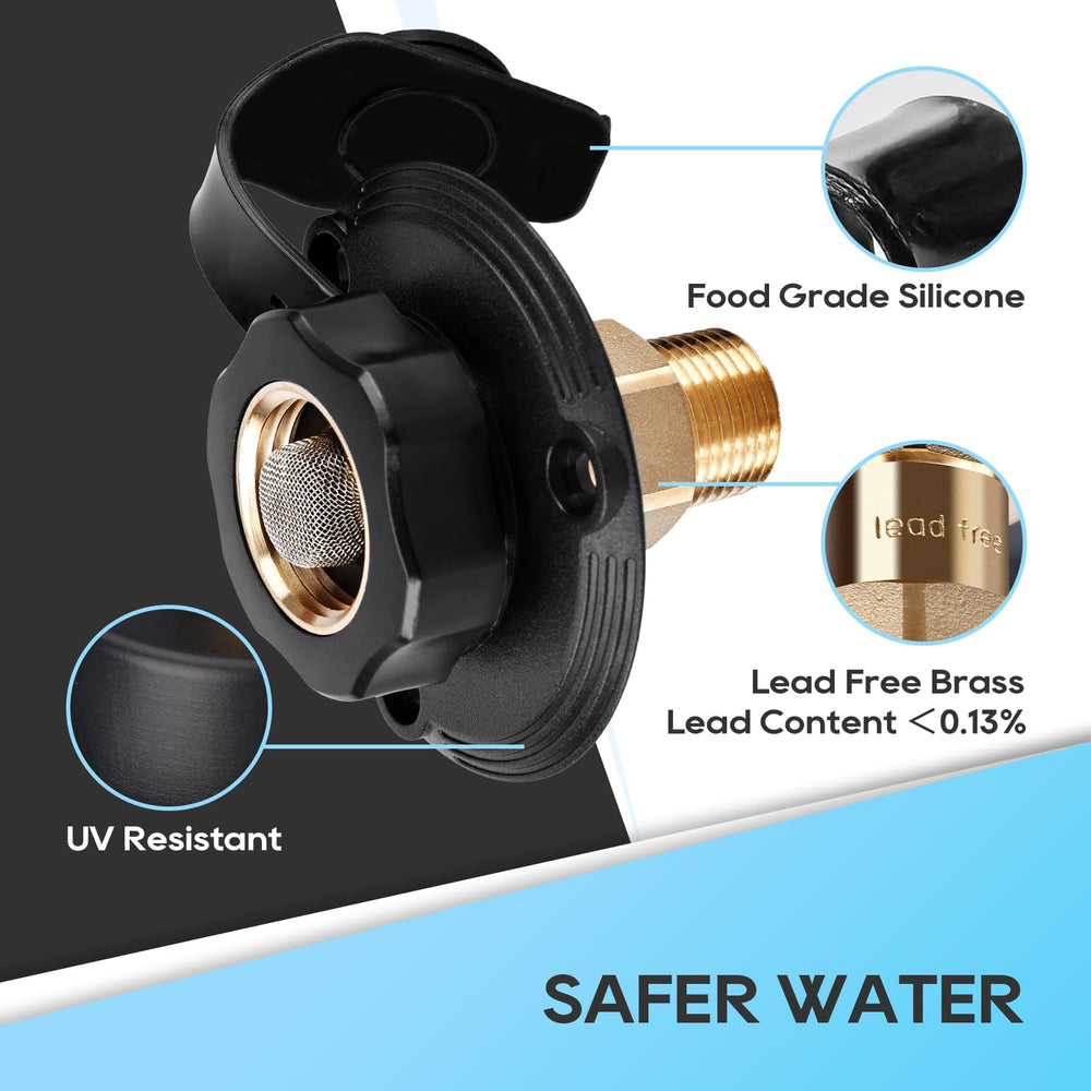 RVGUARD rubber dust cap protects inlet from dirt and debris.
