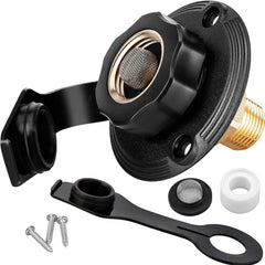RVGUARD RV City Water Inlet with brass check valve for safe RV connections.